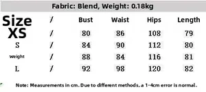 Detailed size guide table for women's lace mini dress with specific measurements