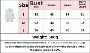 Detailed size chart for the white stand-collar waist dress showing S, M, and L measurements