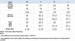 Tableau des tailles pour short femme en similicuir avec mesures de taille et hanches