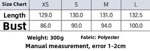 Size chart for black strap dress showing XS to L measurements in centimeters