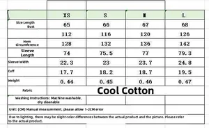 Detailed size chart for the minimalist diagonal button jacket with fabric care instructions