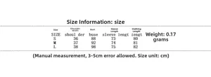 Size chart for lace satin dress showing shoulder, bust, sleeve, and length in cm