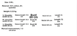 Detailed size chart for women's ruffle dress including cotton material and measurements