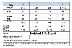 Detailed size chart for tiered backless maxi dress including XS to L measurements and fabric info