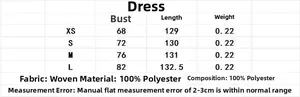 Tableau des tailles pour robe midi en satin avec dentelle et mesures détaillées XS à L