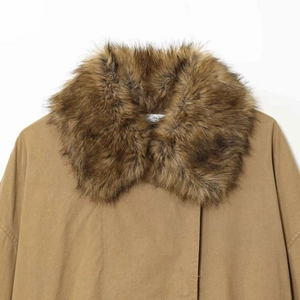 Chic tan aviator jacket for women featuring a plush dark brown faux fur collar