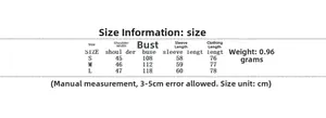 Detailed size chart for winter brown faux fur jacket showing dimensions in centimeters