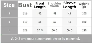Size chart for women striped knit sweater with chest and sleeve length measurements