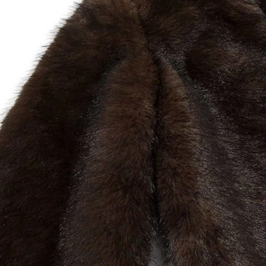 Detailed close-up of premium dark brown faux fur texture and dense fiber structure