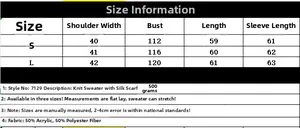 Size chart for bow knit hoodie showing measurements in CM and fabric composition details