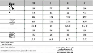 Detailed size chart for vintage biker jacket in textured leather from XS to L