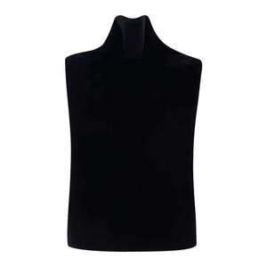 Elegant black velvet jewelry bust display stand for necklace photography and retail showcase