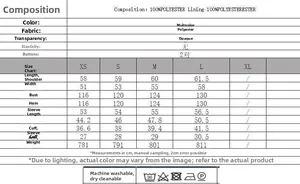 Guide des tailles pour manteau en fausse fourrure léopard avec mesures détaillées en cm