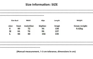 Size chart for slim fit cheongsam dress showing bust waist hipline and length measurements