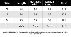 Detailed size chart for vintage cape style wool coat with scarf collar in cm