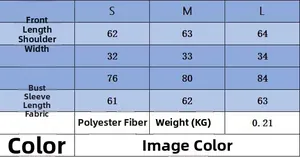 Detailed size chart for the off-white faux wool pleated top showing S, M, L dimensions