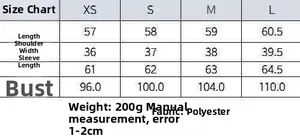 Detailed size chart for women's plaid shirt with measurements from XS to L in centimeters