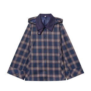 Chaqueta Con Capucha A Cuadros Y Pantalones Cargo Para Mujer Poliéster Atuendos Informales Streetwear Top Con Botones