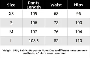 Detailed size chart for the women's slim V-neck soft jacket and trouser set