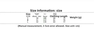 Detailed size chart for solid color long sleeve blazer with S M L measurements in cm