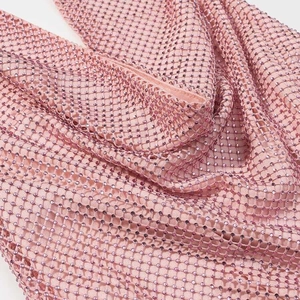 Pink rhinestone mesh halter top for women with sexy sequin party wear details