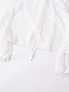 Détail du tissu en dentelle blanche avec motifs floraux et ourlet festonné élégant