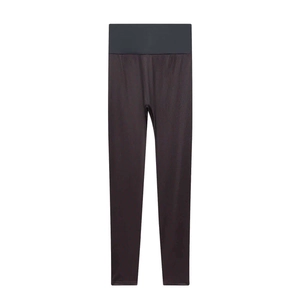 Women's slim fit dark brown high waisted jumpsuit leggings set in minimalist knitted style