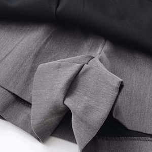 Women's summer high waist gray skirt with twill texture and matching black belt