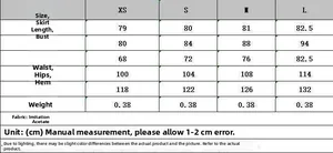 Size chart for halter feather dress showing length, bust, waist, and hip measurements in CM