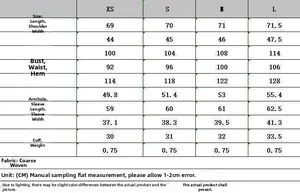 Tableau des tailles détaillé pour blazer en tweed femme avec mesures du XS au L en cm