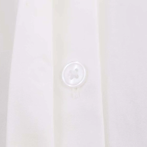 Classic white poplin shirt featuring a clean placket with standard four-hole button detail