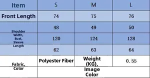 Size chart with measurements in cm for women's loose double-breasted blazer jacket