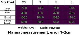 Detaillierte Größentabelle für den Oversize-Zweireiher-Blazer mit Maßen von XS bis L