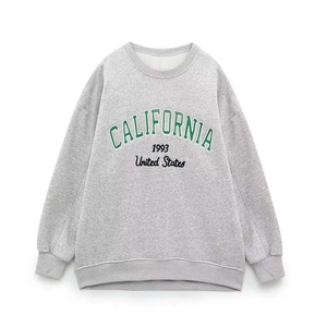 Gray California 1993 varsity sweatshirt with ribbed cuffs and vintage style