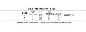 Guide des tailles détaillé en cm pour trench-coat long à double boutonnage, S, M et L