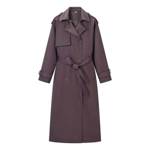 Trench-coat Long à Double Boutonnage Élégant pour Femmes Avec Ceinture à la Taille Revers Manches Longues Coupe Large Coupe-vent Urbain Quotidien