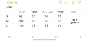 Size chart for slim fit striped knit cardigan showing bust and shoulder measurements