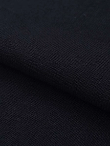 Macro shot of high-quality black knitted fabric texture with professional fine stitching