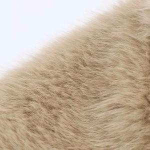 Detailed close-up showing the soft texture of light khaki faux fur winter jacket material