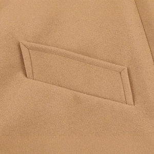Classic camel wool coat featuring professional stitching and side welt pocket detail