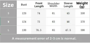 Detailed size chart for vintage plaid knit cardigan showing measurements for S, M, L sizes