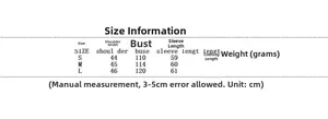 Detailed size chart for striped wool coat with precise measurements in centimeters