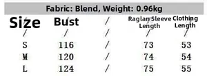Size chart showing bust and length measurements for the wool blend short coat