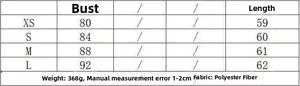 Guide des tailles pour robe bustier avec mesures de poitrine et longueur XS à L