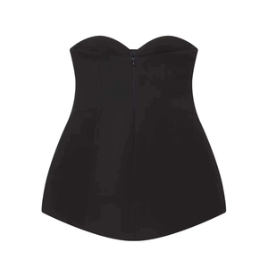 Haut bustier noir élégant avec décolleté en cœur et fermeture éclair invisible au dos