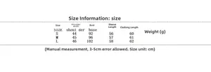 Detailed size chart for women's shiny leather jacket including S, M, and L dimensions