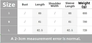 Detailed size chart for wool cape jacket with length and sleeve measurements in centimeters