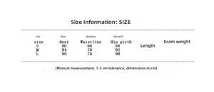 Size chart for women's one-shoulder dress showing bust and waist measurements in cm