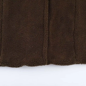 Vintage brown fleece coat with single-breasted design and soft curly fiber texture