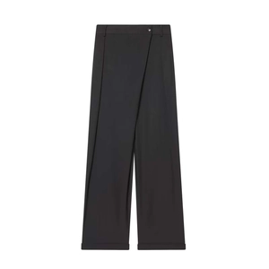 Pantalon Femme Mode Asymétrique Taille Haute Jambe Large Couleur Unie Navette Élégant Droit Pantalon Décontracté Polyester Vêtements Femme
